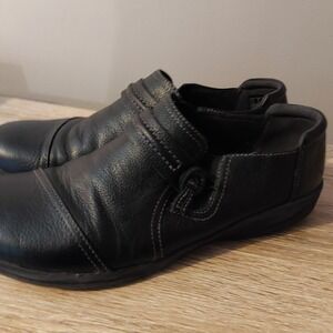 Clarks Cheyn Madi Slip-on Loafers Shoes Womens Sz 9 Black Leather Elastic Goring